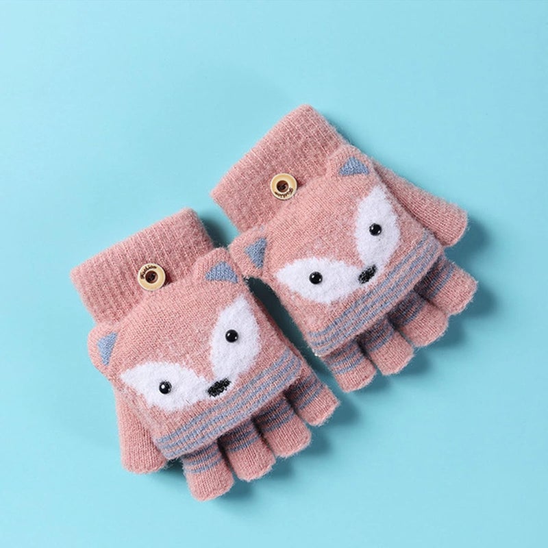 NICEYST Kids Convertible Flip Top Gloves Children Winter Warm Knitted Fingerless Mittens for Boys Girls 6-10 Years Old - Image 5
